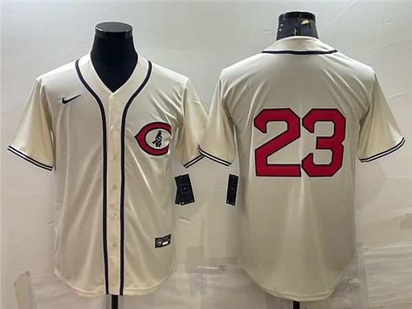 Men's Chicago Cubs #23 Ryne Sandberg 2022 Cream Field of Dreams Cool Base Stitched Jersey